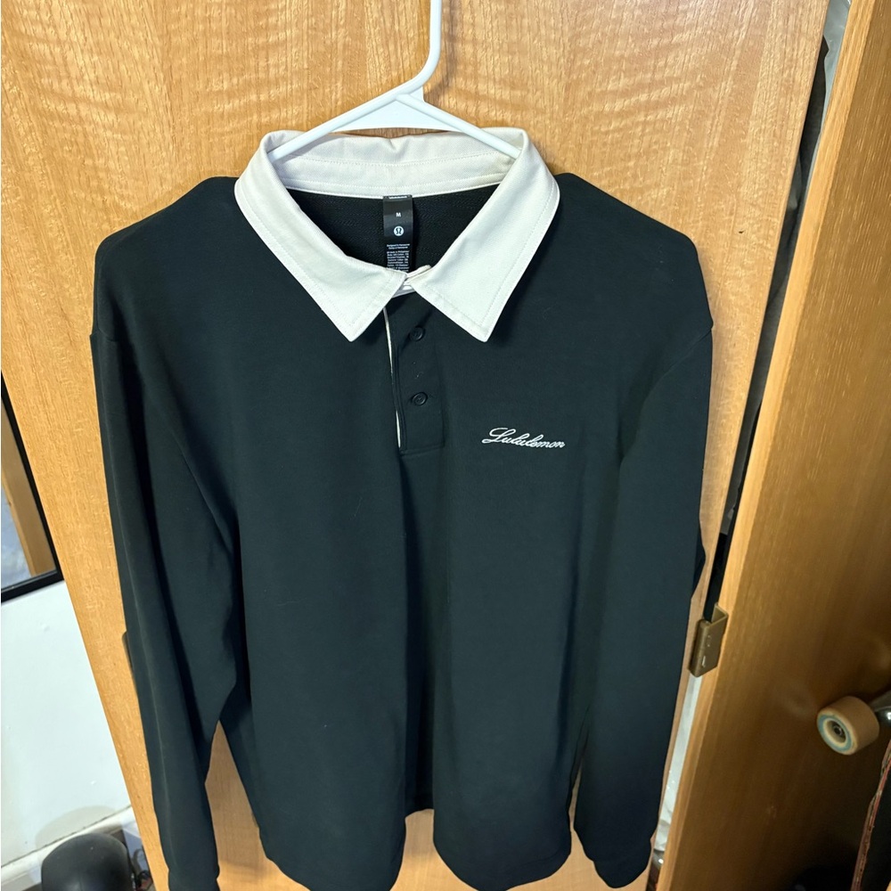 Lululemon Black Long-Sleeve Polo Shirt with Collar